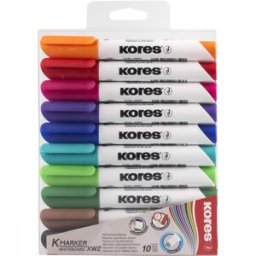 KORES K-MARKER na bílé tabule, zkosený hrot 3 - 5 mm - sada 10 barev