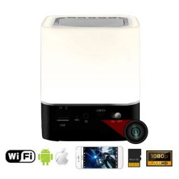 Kamera v lampě stolní FULL HD s Wifi P2P + RGB barvy stmívací + Bluetooth reproduktor