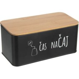 Orion Dóza Čas na čaj BLACK CZ, SK 20,3 × 10,3 × 9 cm, plech/bambus