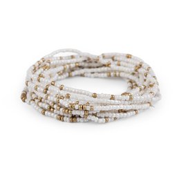 Pružné náramky z rokajlu sada 12 ks, barva 1 bílá zlatá