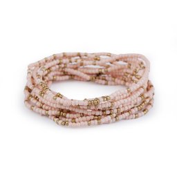 Pružné náramky z rokajlu sada 12 ks, barva 3 pudrovo-lososová zlatá