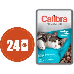 Calibra Cat pstruh a losos v omáčce MULTIPACK - kapsička 24x100 g
