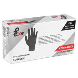 CXS Rukavice CXS STERN BLACK, jednorázové, nitrilové, vel. 7 3510-001-800-07