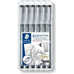 Staedtler Pigment Liner černý, 6 velikostí hrotu