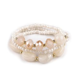 Pružný náramek sada 3 ks, barva 1 krémová nejsvět.