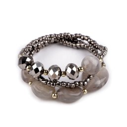 Pružný náramek sada 3 ks, barva 3 šedá hematit