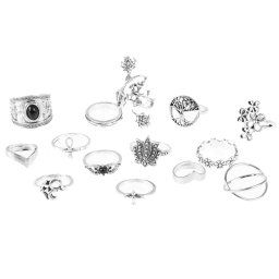 prsten (set 14 ks) JEWELRY & WATCHES - Punk - Silver - X4