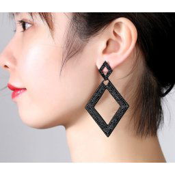 náušnice JEWELRY & WATCHES - Rhombus - Black - F42