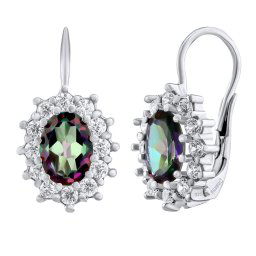 Silvego Stříbrné náušnice Kate s přírodním Mystic Green topazem a Brilliance Zirconia - SILVEGOB31571SMT