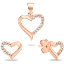 Brilio Silver Růžově pozlacený set šperků Srdce SET270R (přívěsek, náušnice) (Ag925/1000, 2,28 g)