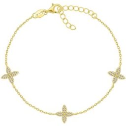 Brilio Silver Pozlacený náramek Květy se zirkony BRC180Y (Ag925/1000, 2,81 g)