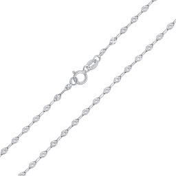 Silvego Zlatý řetízek Paper Clip s broušenými destičkami z bílého zlata - 2 mm - FNN1636NGW