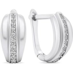 Brilio Silver Elegantní stříbrné náušnice se zirkony EA546W (Ag 925/1000, 2,49 g)
