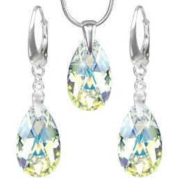 Stříbrná souprava vyrobena s CRYSTALLIZED™ Swarovski Elements KAPKA 22mm LSW076S