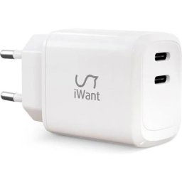 iWant dvojitá USB-C nabíječka 45W bílá