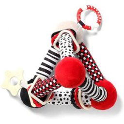 BabyOno Plyšová edukační hračka Tiny Yoga Triangle C - More Collection - černá/červená