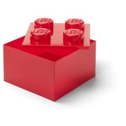 Lego úložný box s víkem, průhledně červený