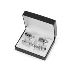 Manžetové knoflíky a kravatová spona v dárkové krabičce, barva 1 platina