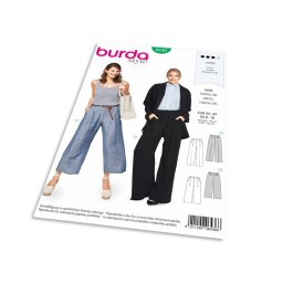 Střih Burda 6436 - Kalhoty se širokými nohavicemi, letní kalhoty, lněné kalhoty