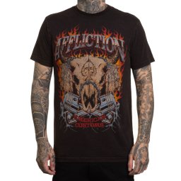 tričko pánské AFFLICTION - AMERICAN EXHAUST - BLACK/BROWN - A27878-BBLV