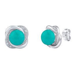 Silvego SILVEGO stříbrné náušnice Ariel s přírodním amazonitem a Brilliance Zirconia - JST14738EAZ