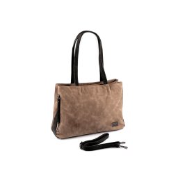 Kabelka z imitace broušené kůže 38x27 cm, barva 2 béžová