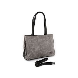 Kabelka z imitace broušené kůže 38x27 cm, barva 7 šedá neutrální
