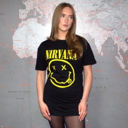 šaty dámské Nirvana - Yellow Happy Face - ROCK OFF - NIRVDRS04LB