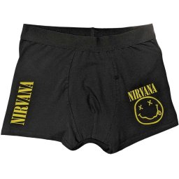 boxerky pánské Nirvana - Yellow Happy Face - ROCK OFF - NIRVBX04MB