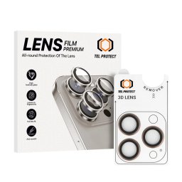 Ochranný 3D kryt objektivu Tel Protect 3D Lens iPhone 16 Pro / 16 Pro Max - titanová