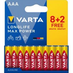 Varta Longlife Max Power 8+2 AAA (Plastic free Wide Blister)