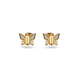 Motýlkové náušnice s citrínem 0,37 ct a diamanty DIHU019
