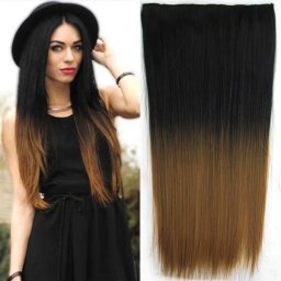 Girlshow Clip in vlasy - 60 cm dlouhý pás vlasů OMBRE - odstín Black T 27