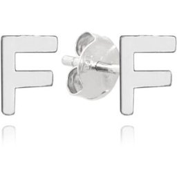 MINET Stříbrné náušnice písmeno "F" (Ag 925/1000, 0,7 g)