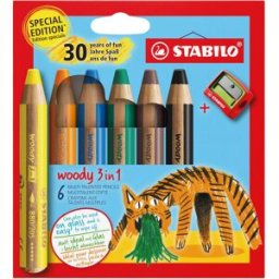 STABILO woody 3 in 1 Anniversary Edition Tygr - 6 ks s ořezávátkem