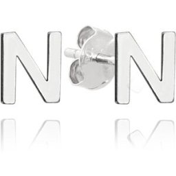 MINET Stříbrné náušnice písmeno "N" (Ag 925/1000, 0,7 g)