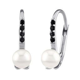 Silvego Zlaté náušnice April z bílého zlata s přírodní bílou perlou a Brilliance Zirconia - PRG0220EGWWP