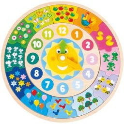 New Classic Toys New Classic Toy Dřevěné hodiny + puzzle