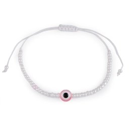 Náramek shamballa Alláhovo oko, barva 4 bílá růžová