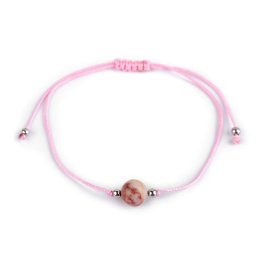 Náramek shamballa s imitací minerálu, barva 1 růžová sv.