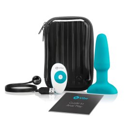 b-Vibe - anln vibrtor s rotujcmi perlami - dobjec - tyrkysov
