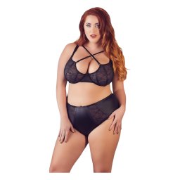 Cottelli Plus Size - kov pskovan podprsenka a kalhotky (ern) - 85E/L