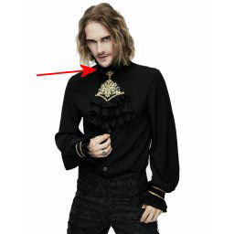košile pánská DEVIL FASHION - Gabriel Gothic Embroidered Chiffon - POŠKOZENÉ - MY959