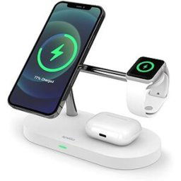 Spello 3in1 bezdrátová nabíječka s podporou uchycení MagSafe - bílá