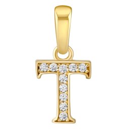 Silvego Zlatý přívěsek písmeno T ze žlutého zlata s Brilliance Zirconia - FNN22195T