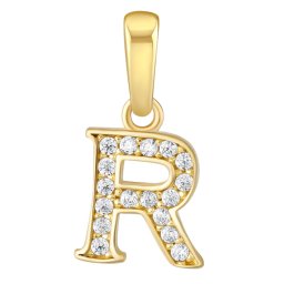 Silvego Zlatý přívěsek písmeno R ze žlutého zlata s Brilliance Zirconia - FNN22195R