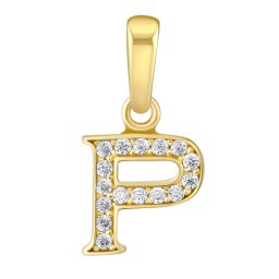 Silvego Zlatý přívěsek písmeno P ze žlutého zlata s Brilliance Zirconia - FNN22195P