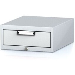 Alfa 3 Závěsný dílenský box na nářadí k pracovním stolům MECHANIC, 1 zásuvka, 480 x 600 x 218 mm, šedé dveře
