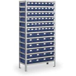 B2B Partner Regál s plastovými boxy MAX - 2000 x 300 x 1000 mm, 40x A, 28x D