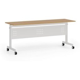 B2B Partner Mobilní stůl PRIMO MOBI, 180x60 cm, bílá podnož, buk